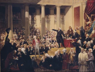 Mirabeau og Monsieur de Dreux-Breze ved Assemblee des Deputes, 23. juni 1789